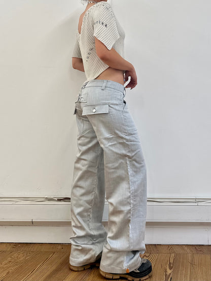 the slouch in shiny grey denim