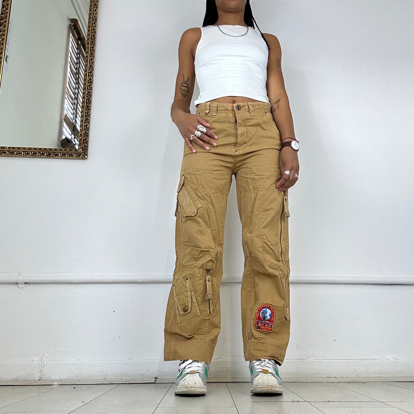 wide leg cargo trousers