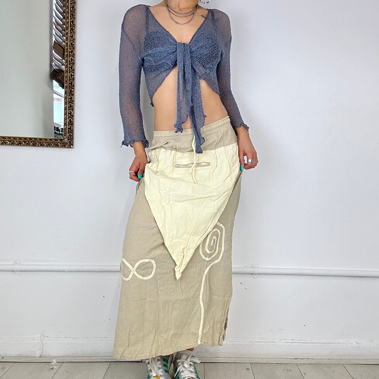 linen layered maxi skirt