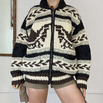 vintage patterned zip up ralph lauren knit