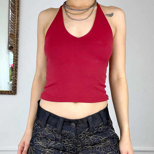 00’s red halter neck top