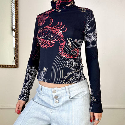 just cavalli graphic print patterned turtleneck top