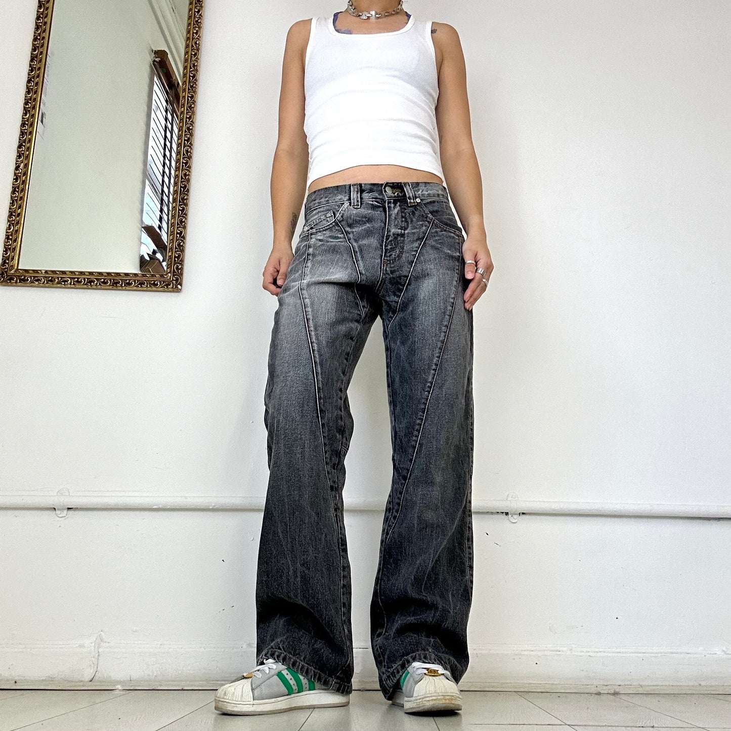 2000's grey straight leg jeans