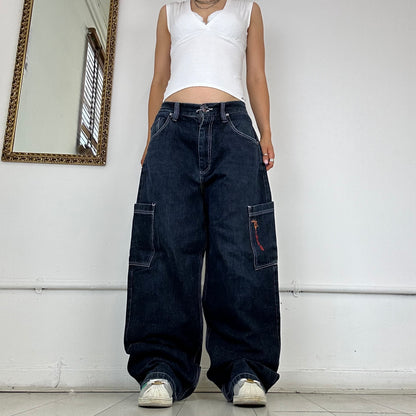 90's Fubu dark wash cargo jeans