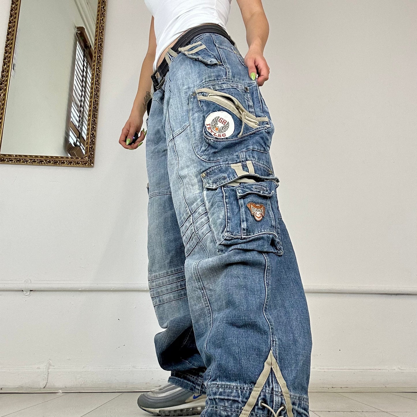 baggy utility cargo jeans by jet lag 68