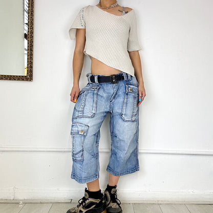 light wash baggy denim shorts