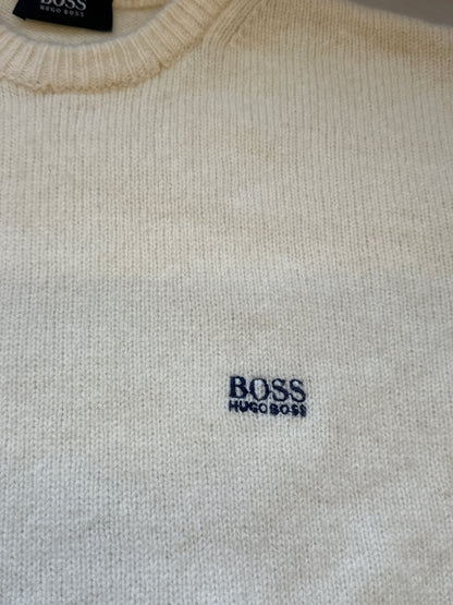 vintage cream hugo boss knit jumper