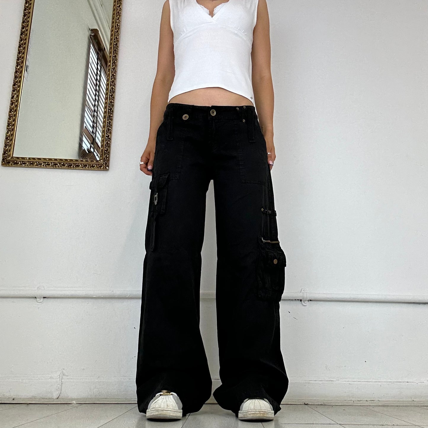 Black baggy cargo trousers