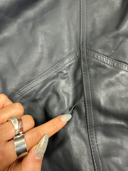 vintage grey leather bomber jacket