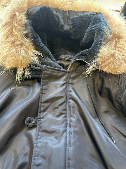 2000's black bomber with faux fur hood