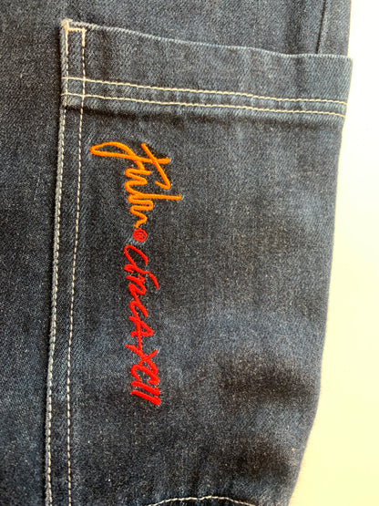 90's Fubu dark wash cargo jeans