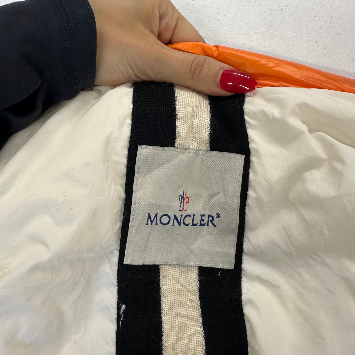 vintage orange moncler down filled puffer coat