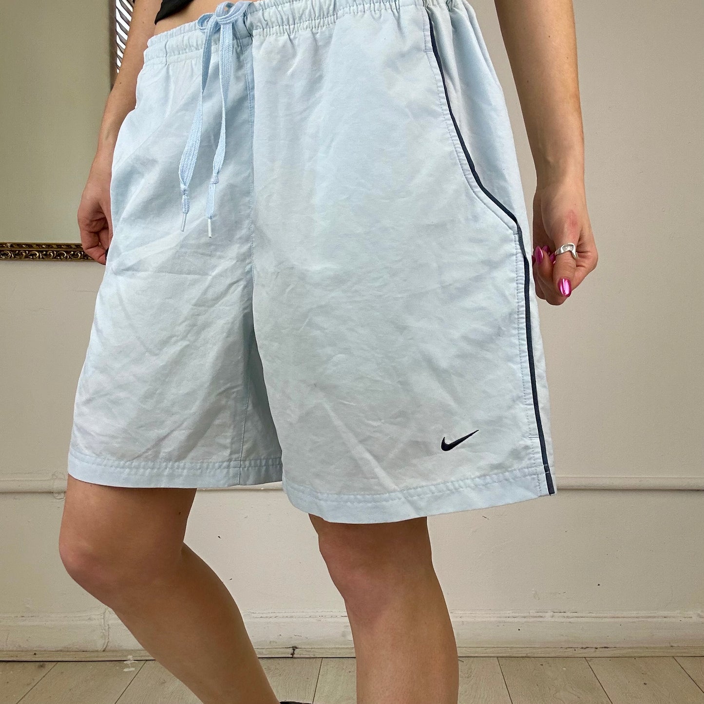 vintage baby blue nike track shorts