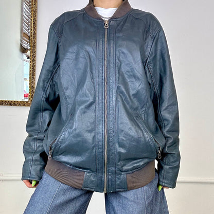 vintage leather bomber jacket