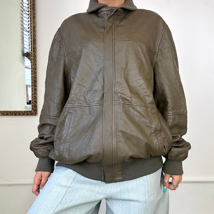 vintage suede leather bomber jacket