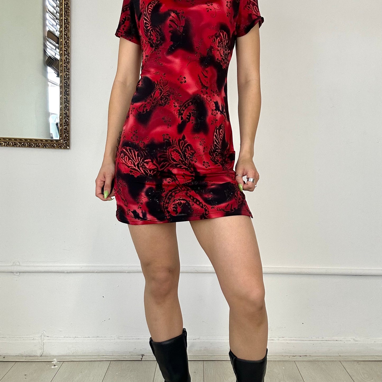 pimkie red floral mini dress