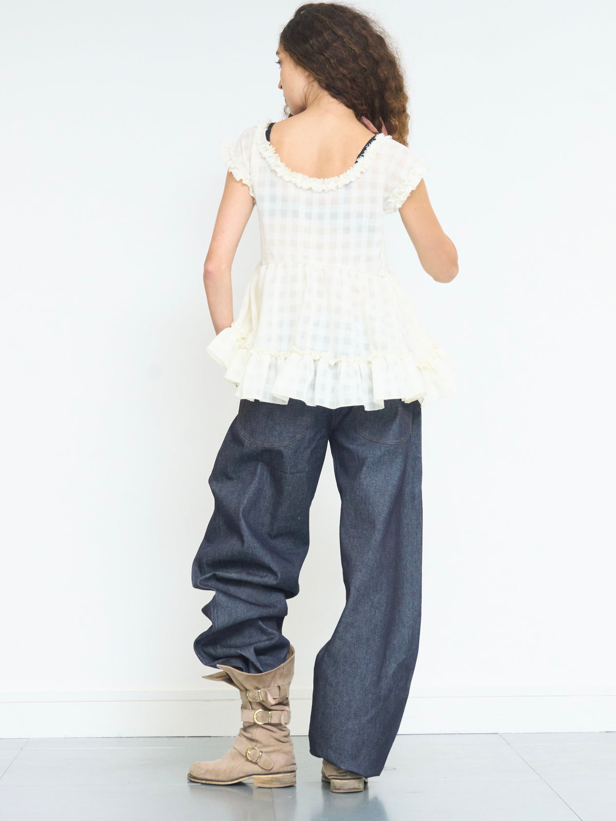 jean babydoll top - ivory wool