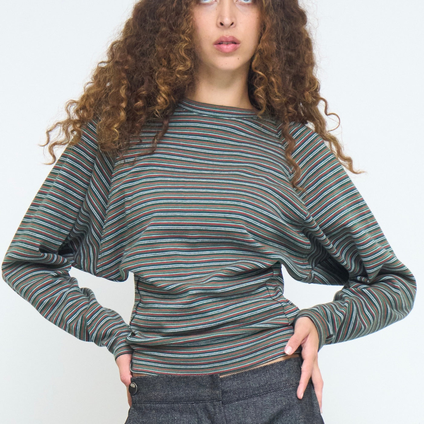 robin top - green stripe