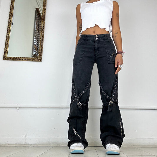 wide leg black cargo jeans