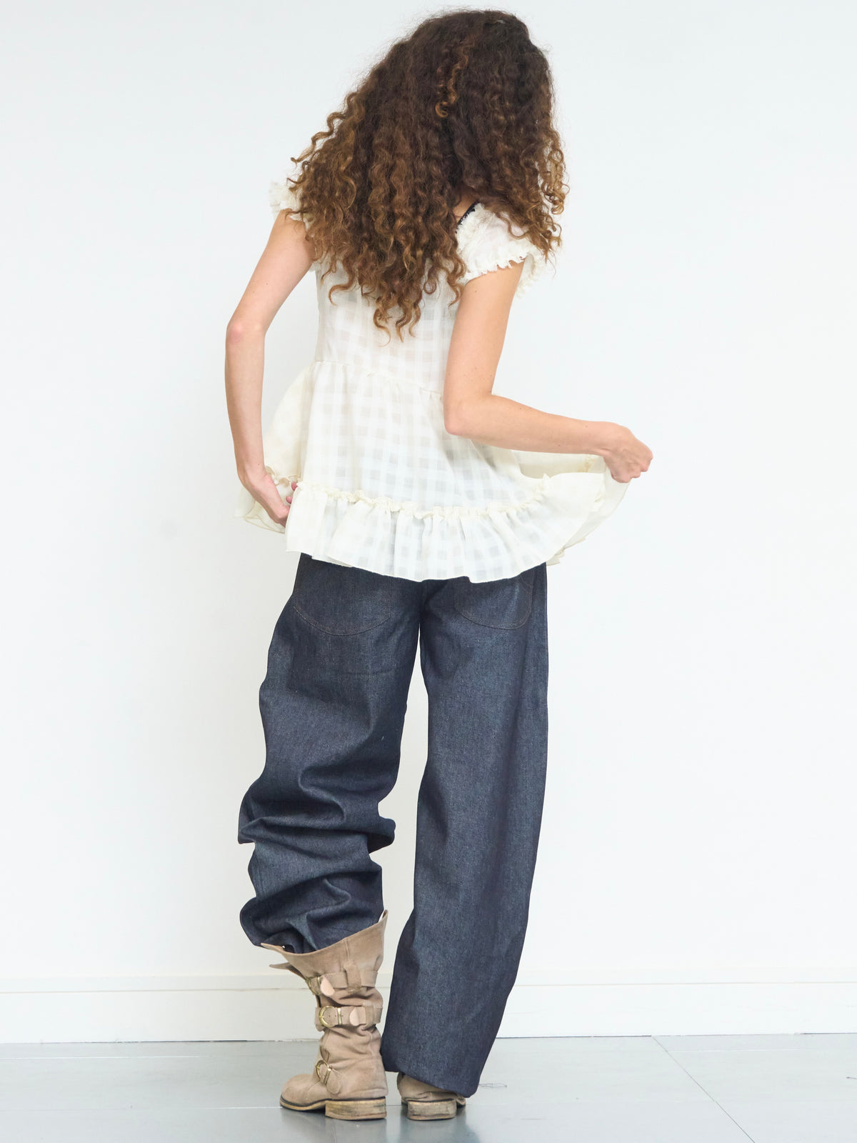 jean babydoll top - ivory wool