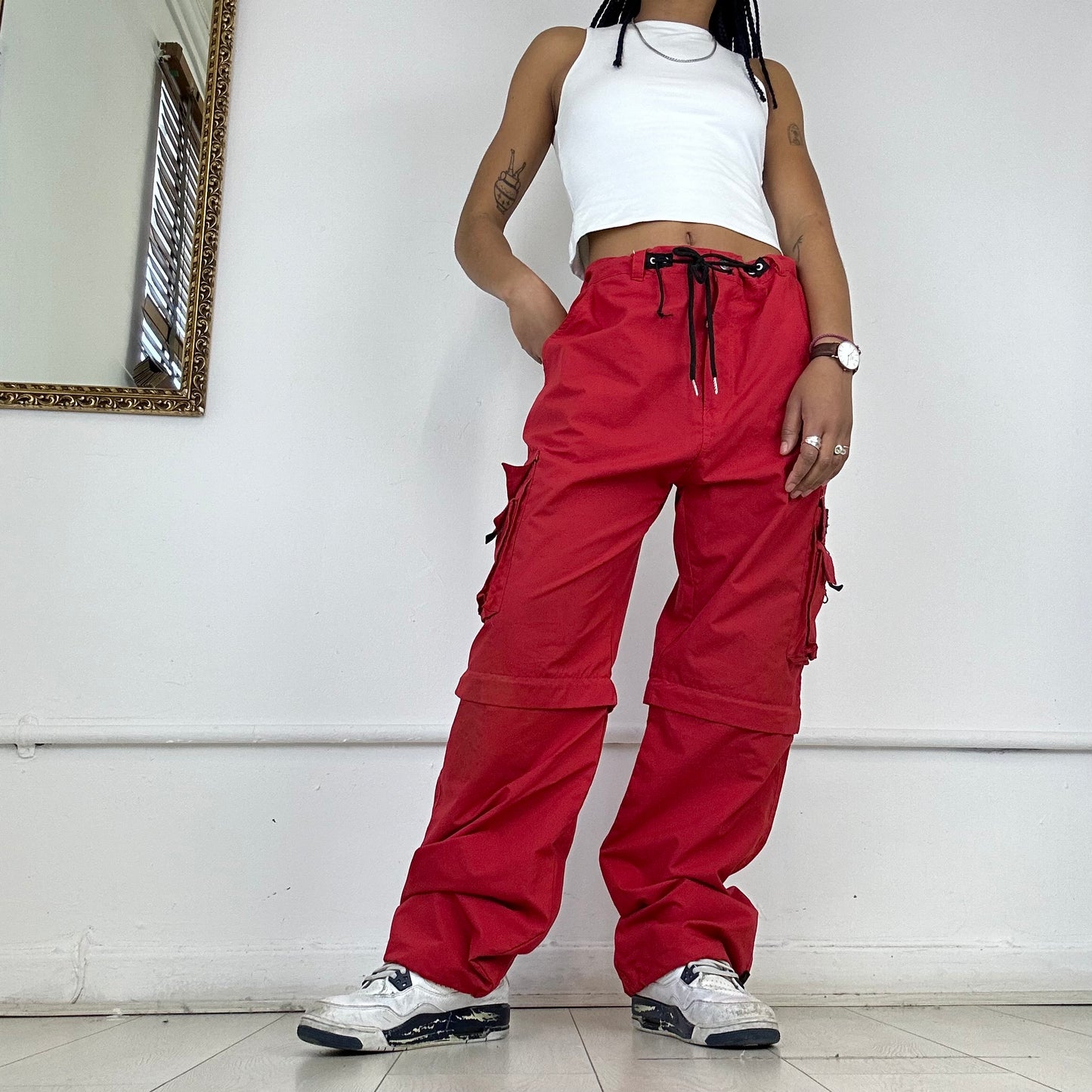 vintage red cargo diesel trousers