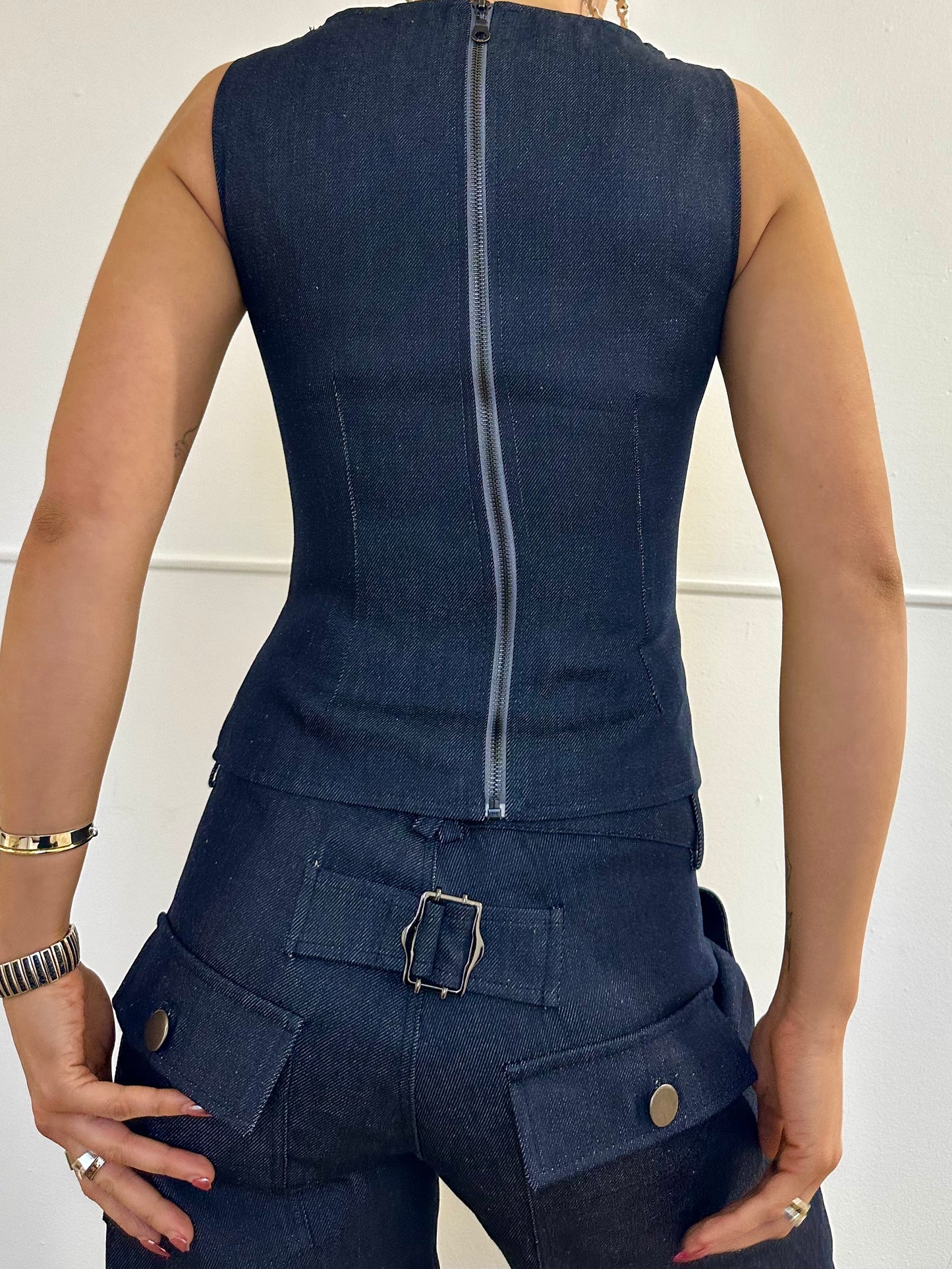 the charlie top in navy denim