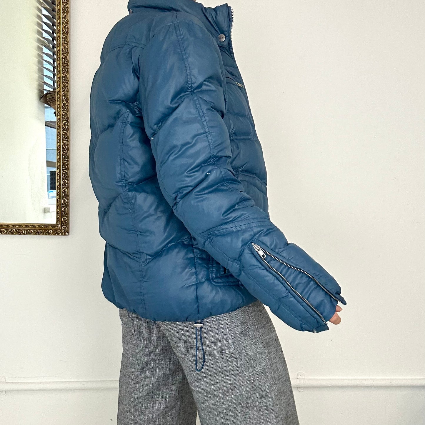 diesel blue zip up puffer jacket