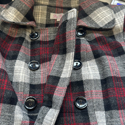 2000's checkered double breasted pea coat