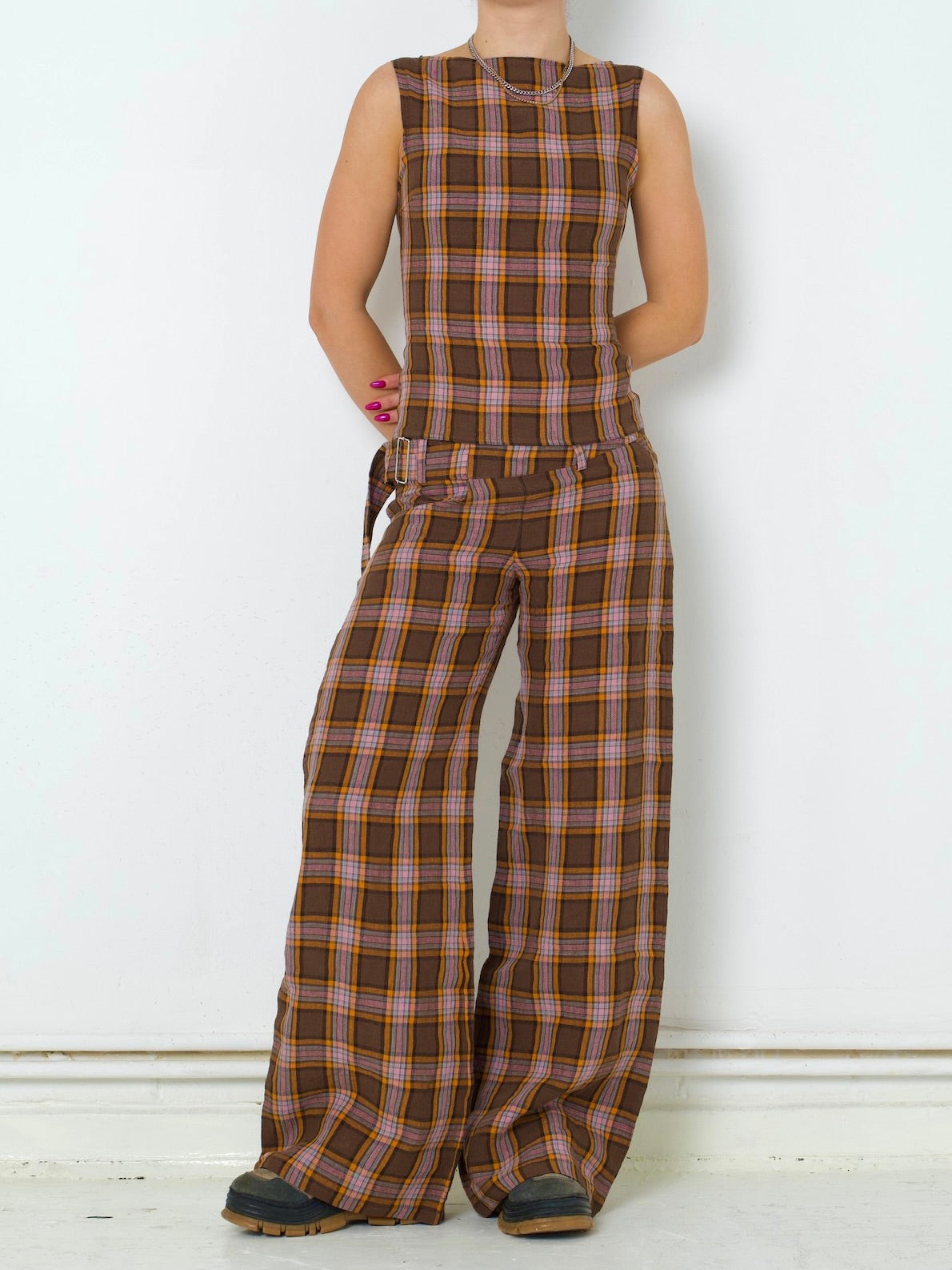 roman trouser - coral linen