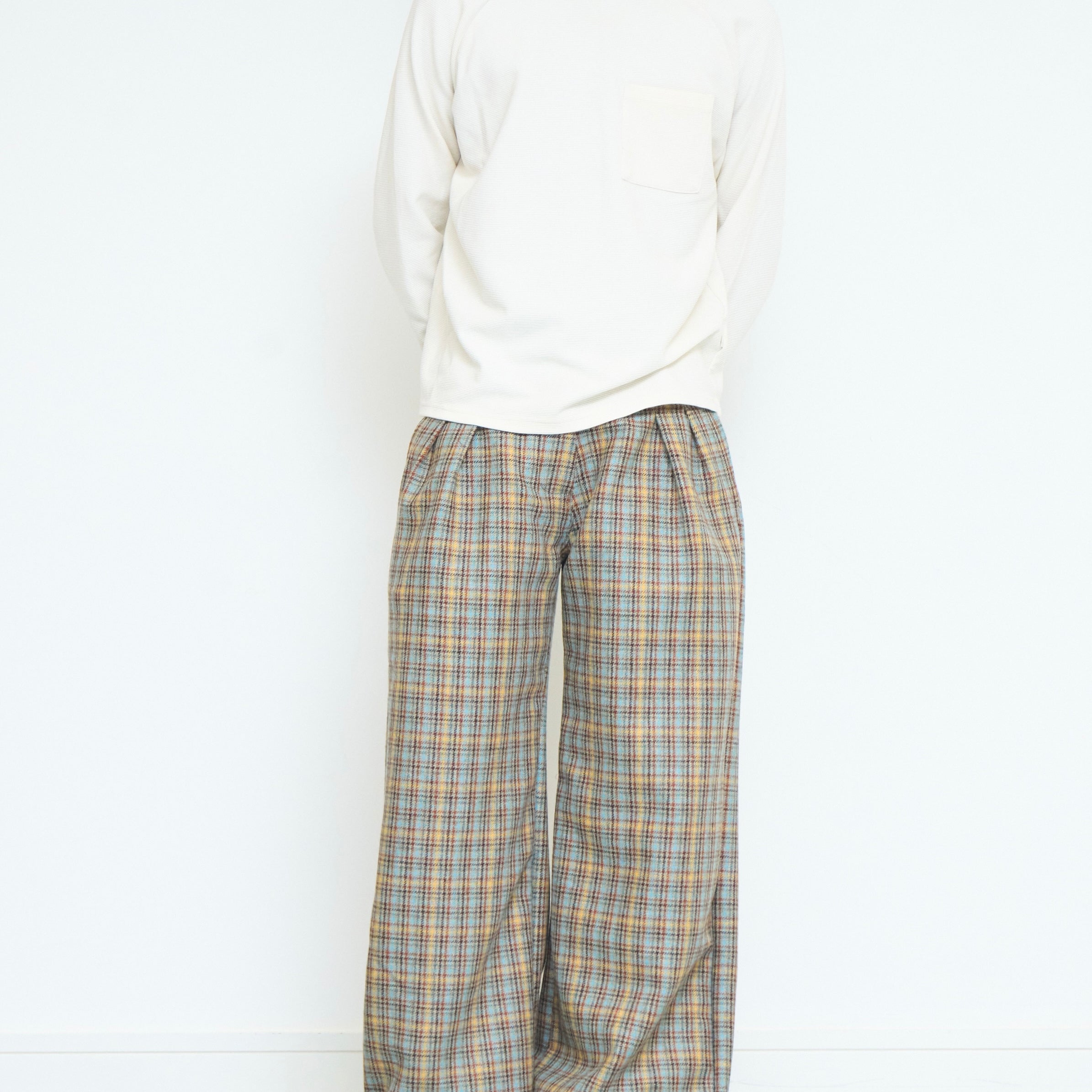 parker trouser - sandstone plaid wool