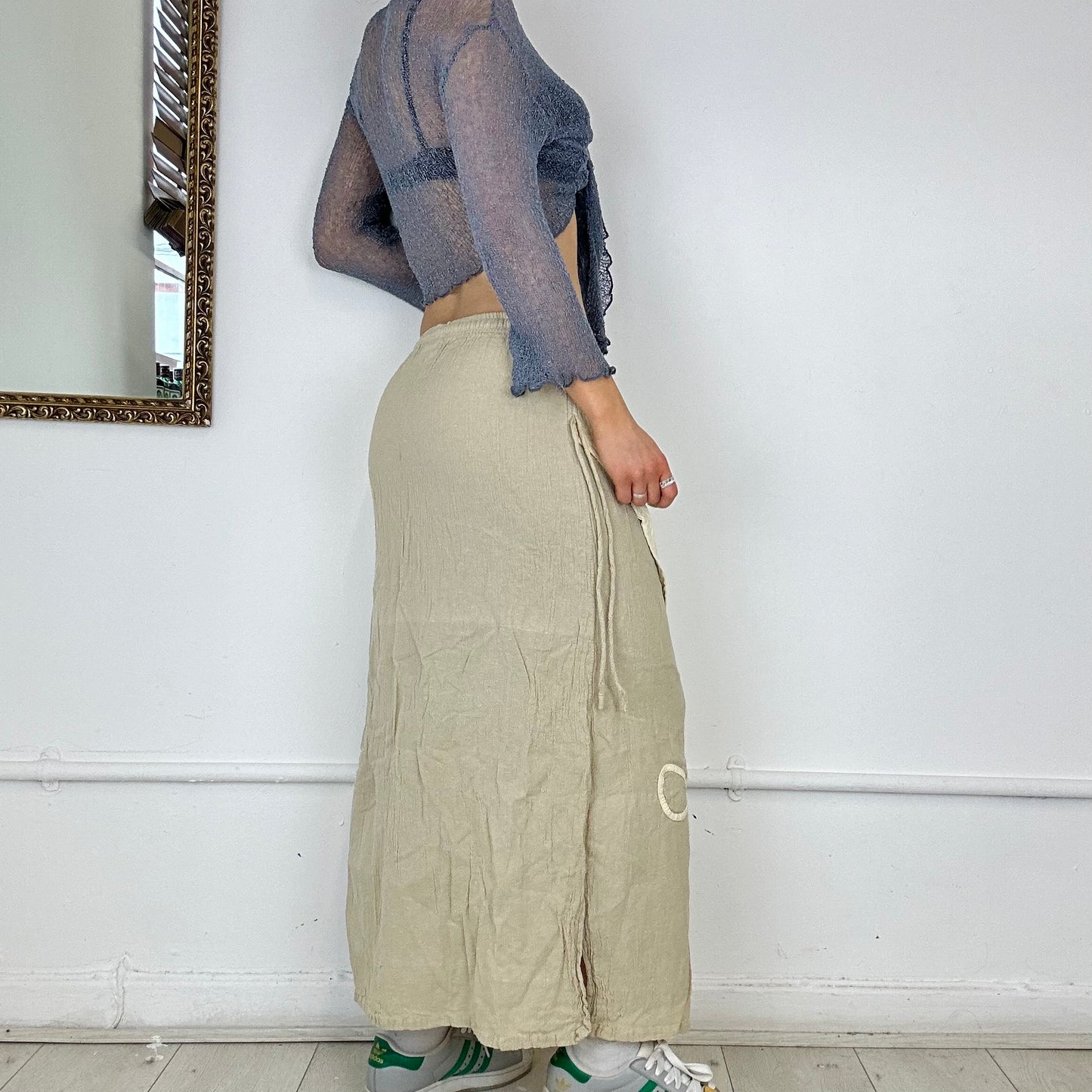 linen layered maxi skirt