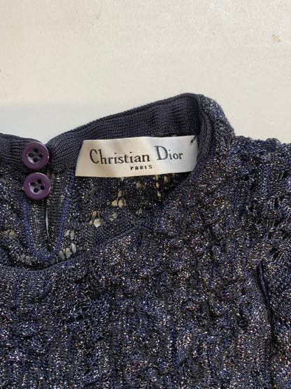 vintage christian dior navy knit mesh midi dress