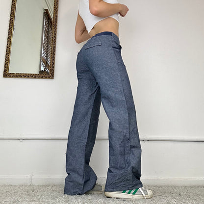 wide leg denim cargo trousers