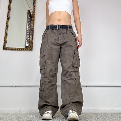 baggy checkered cargo trousers