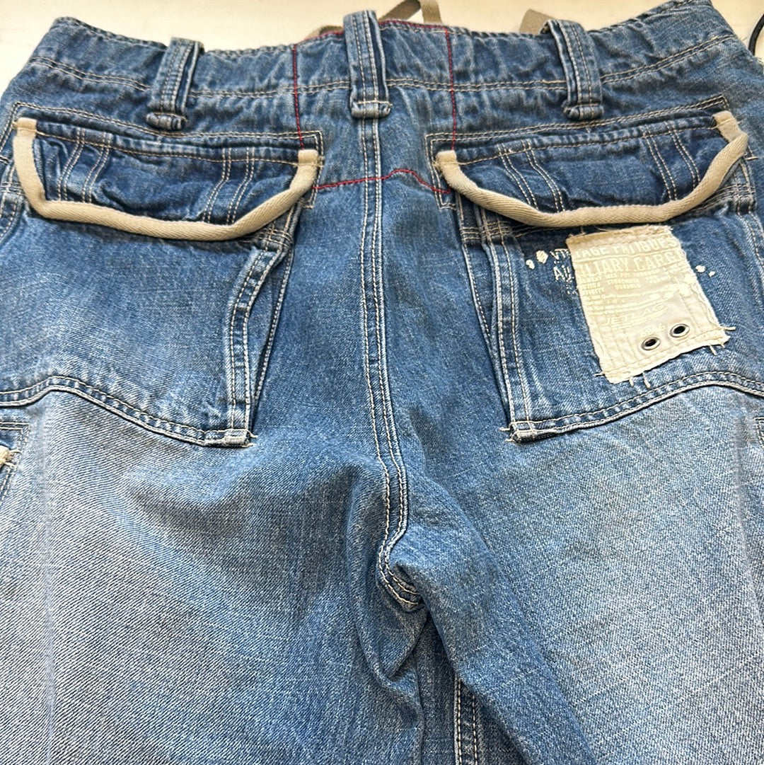 denim baggy cargo shorts