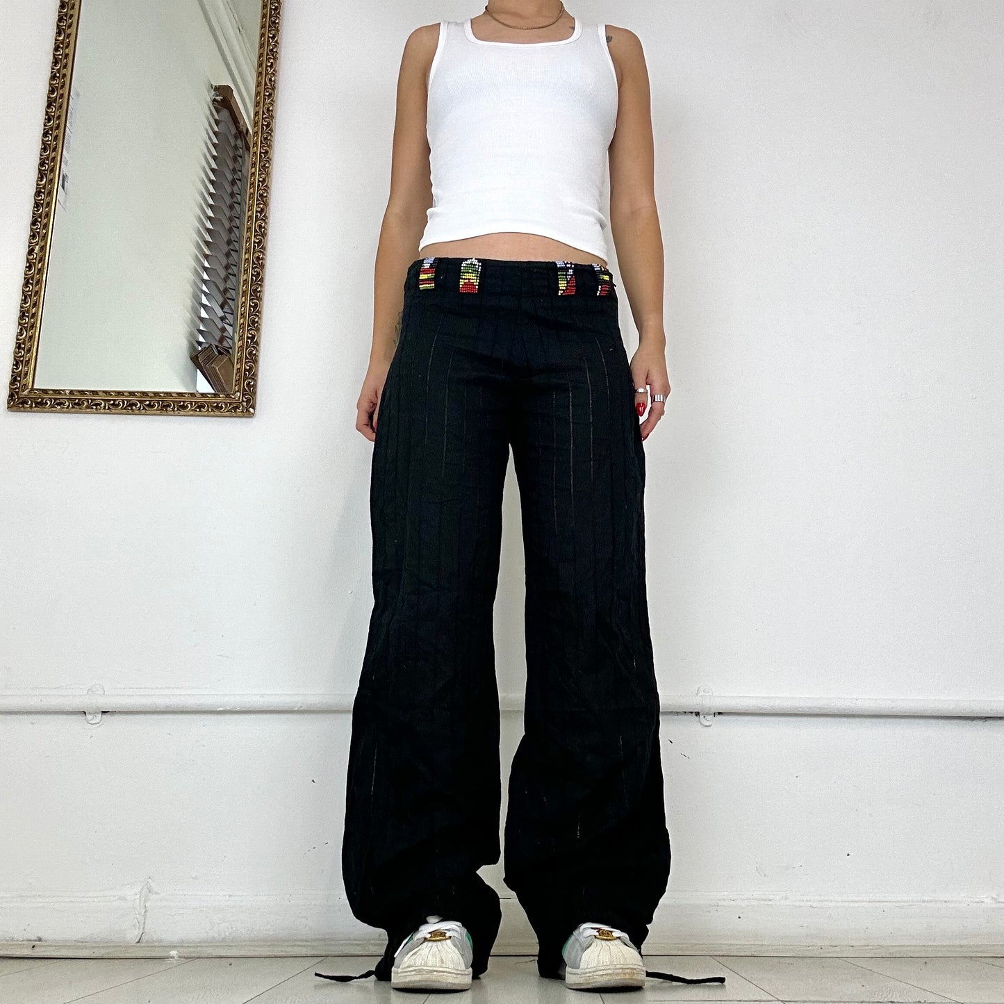 vintage miss sixty black cotton cargo trousers