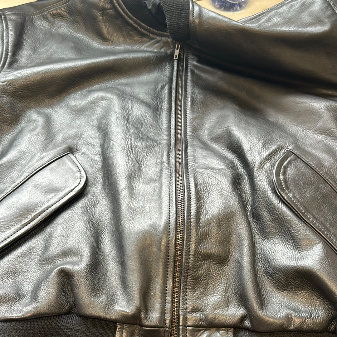 vintage black oversized leather jacket