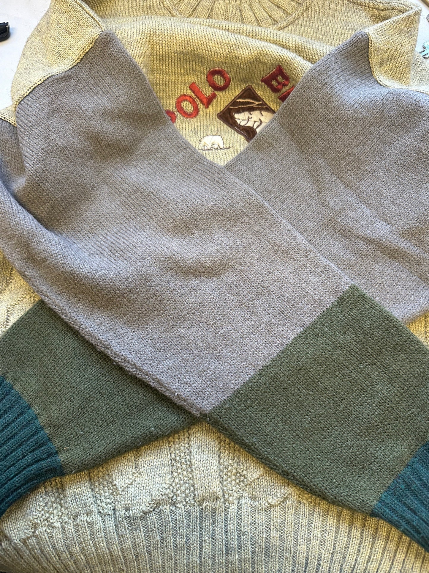 vintage olive polo bear knitted jumper