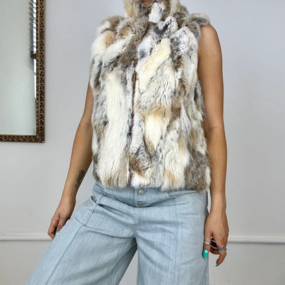 vintage fur zip up gilet