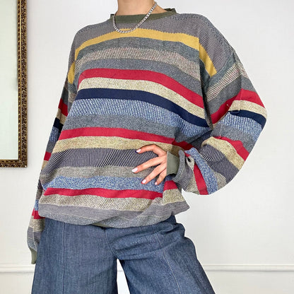 vintage colourful striped knitted jumper