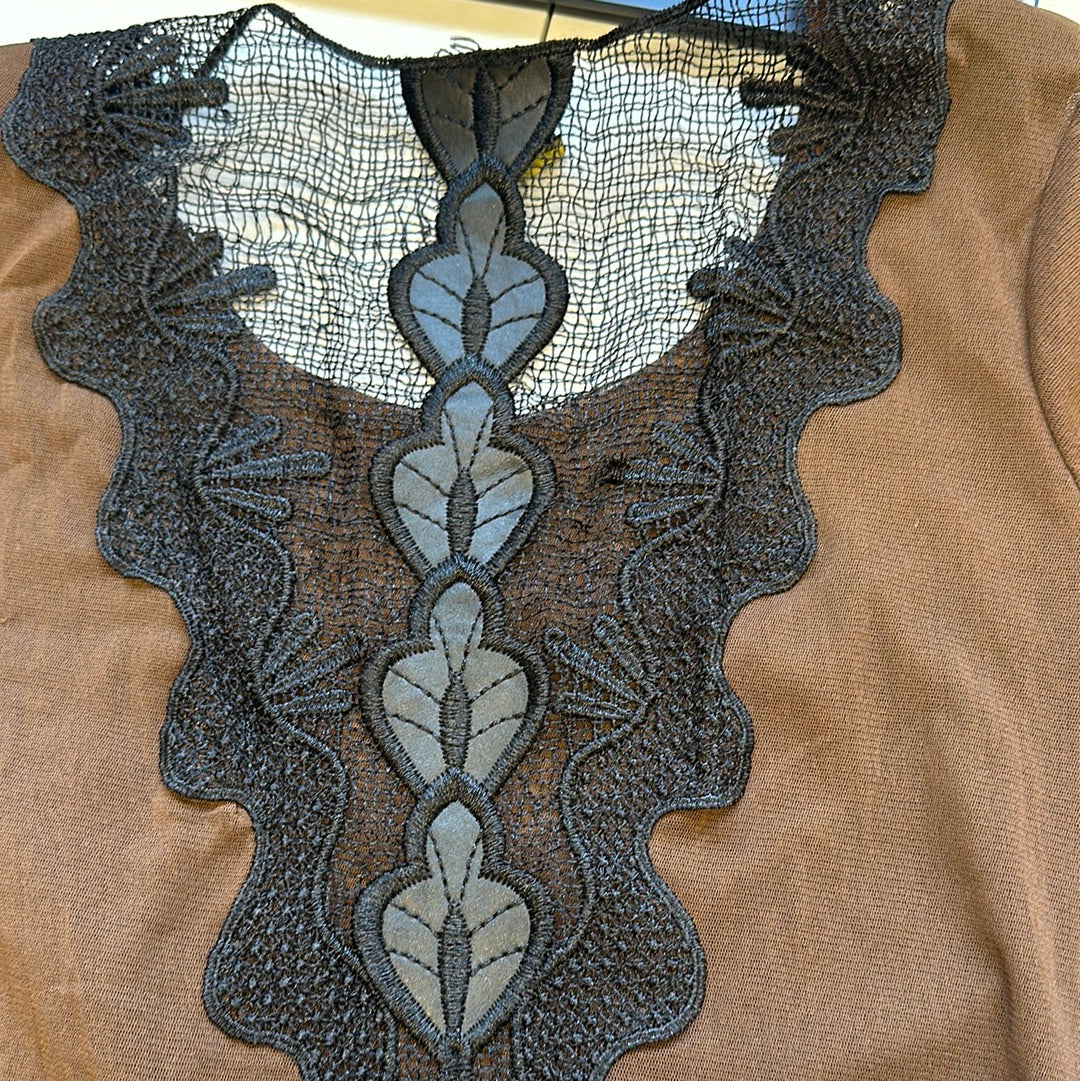 90's brown mesh long sleeve top