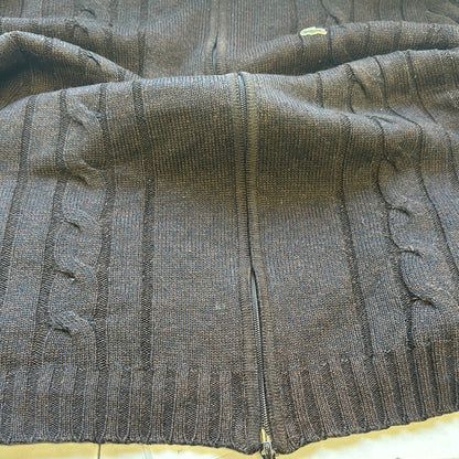 brown zip up lacoste knitted jumper