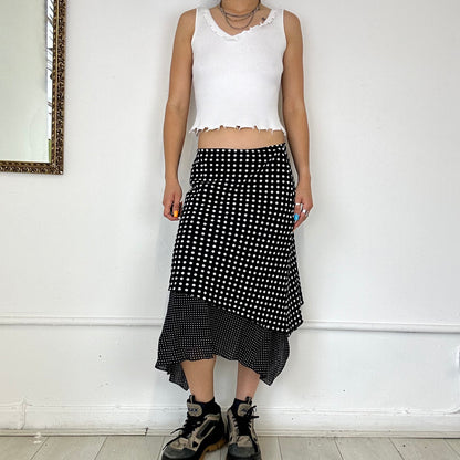 2000s black and white polka dot skirt