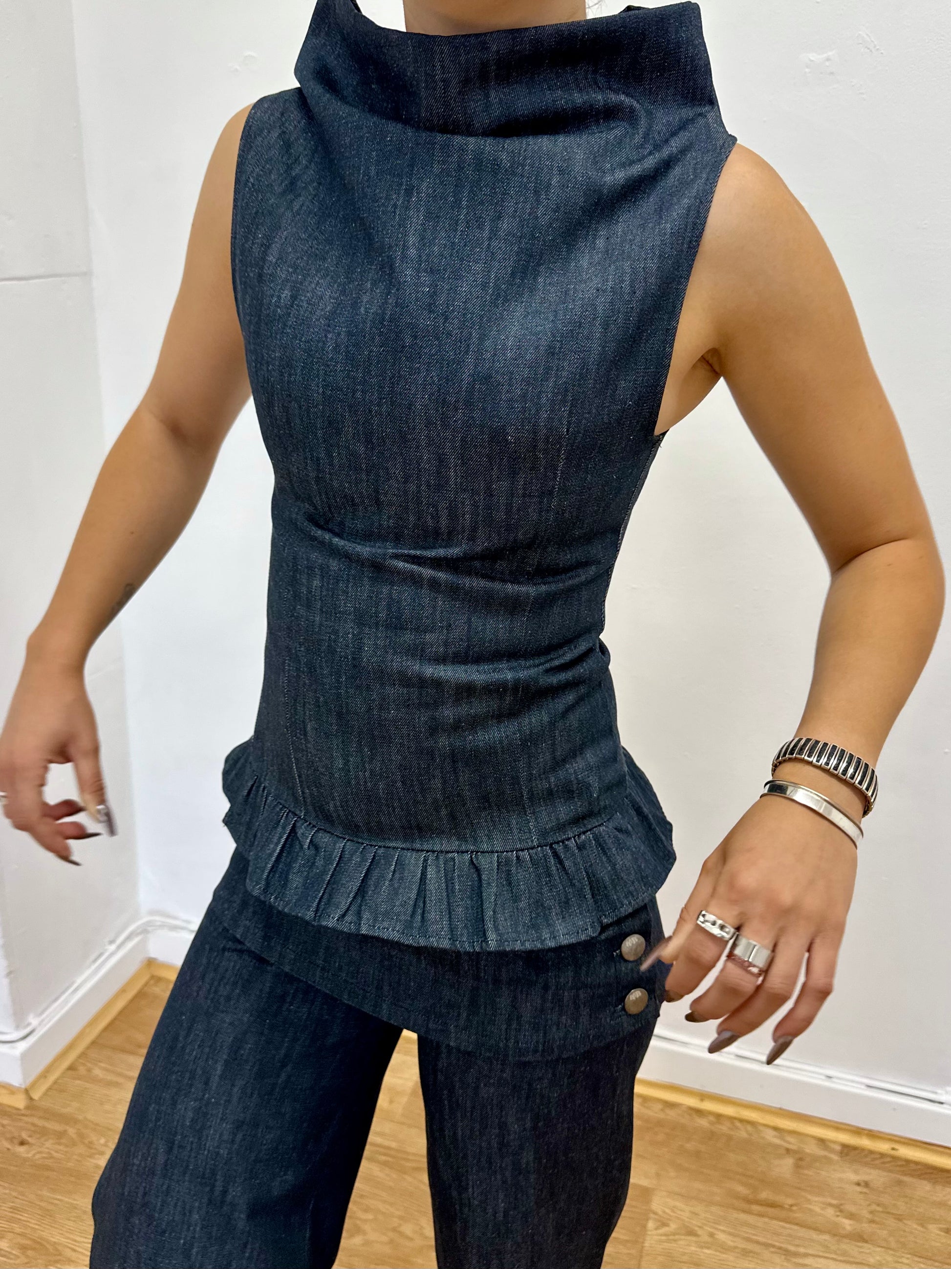 SAMPLE alex top - navy denim