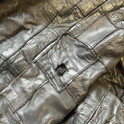 vintage patchwork leather bomber jacket