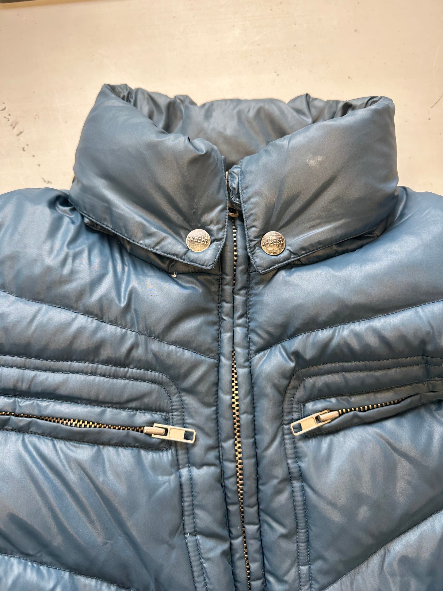 diesel blue zip up puffer jacket