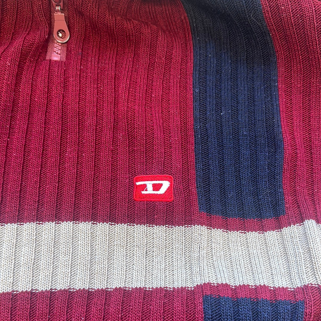 vintage red quarter zip knit by diesel