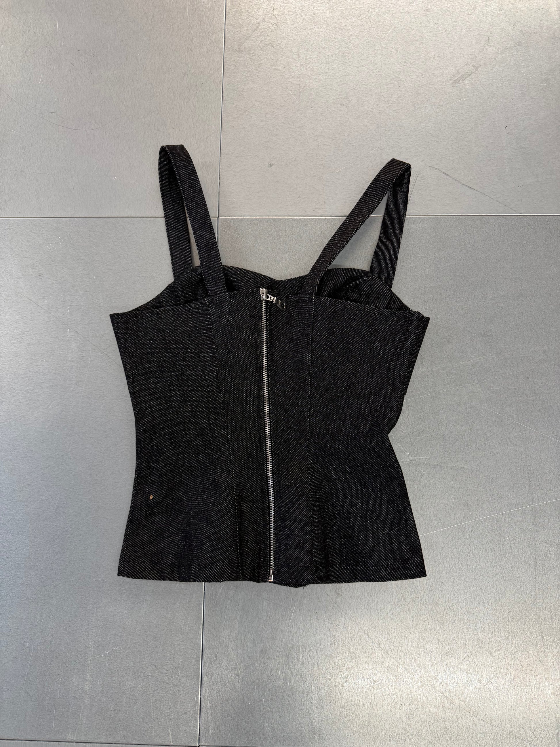 SAMPLE dark grey denim corset top