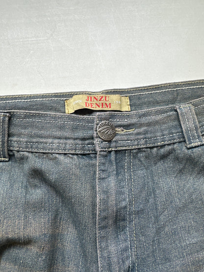 2000's long washed grey denim shorts