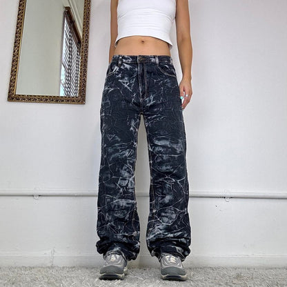 wide leg two tone jeans